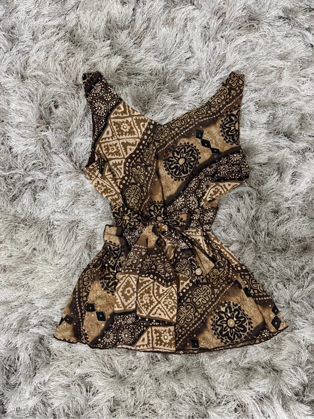 Vintage Y2K Byer California Brown & Black Patterned Top - Picture 5 of 7